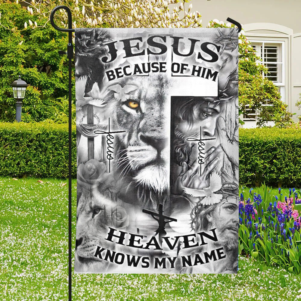 Jesus Because Of Him Flag - Christian's Flag - Garden Decor - Garden Flag Stand - Christian Gift - Ciaocustom