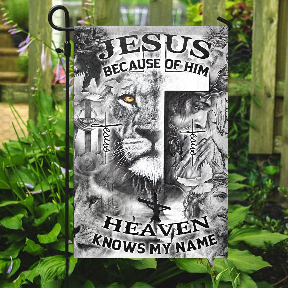 Jesus Because Of Him Flag - Christian's Flag - Garden Decor - Garden Flag Stand - Christian Gift - Ciaocustom