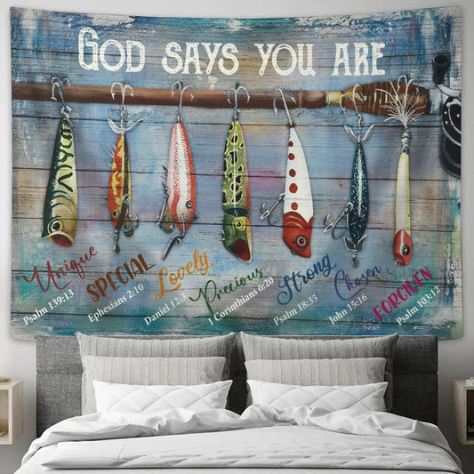 God Says You Are - Fish - Tapestry Wall Hanging - Christian Wall Art - Tapestries - Ciaocustom