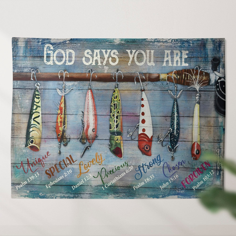 God Says You Are - Fish - Tapestry Wall Hanging - Christian Wall Art - Tapestries - Ciaocustom