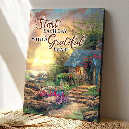 Start Each Day With A Grateful Heart 8 - Bible Verse Canvas - Scripture Canvas Wall Art - Ciaocustom