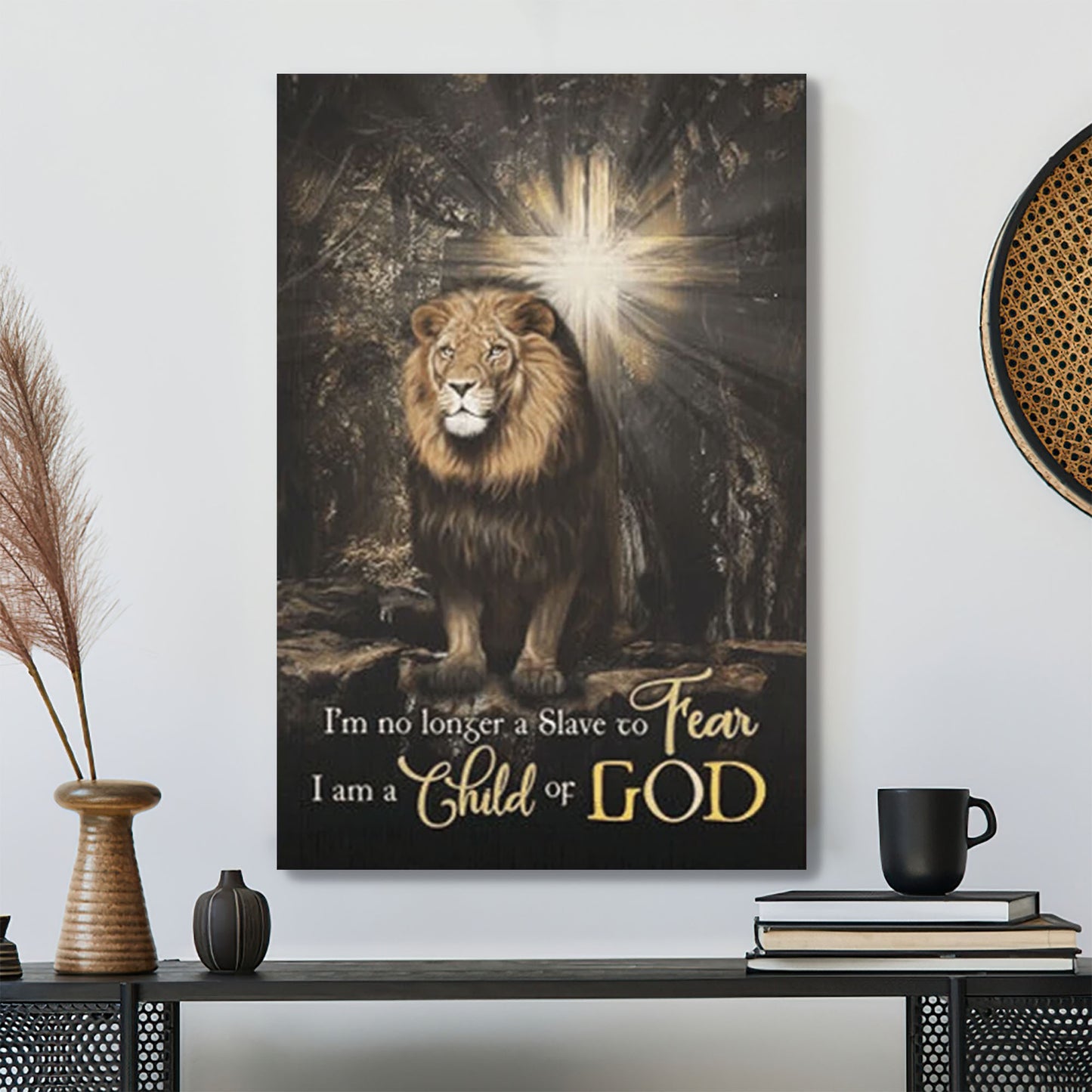 Lion - I'm No Longer A Slave To Fear - Jesus Pictures - Jesus Wall Art - Christian Canvas Prints - Faith Canvas - Gift For Christian - Ciaocustom