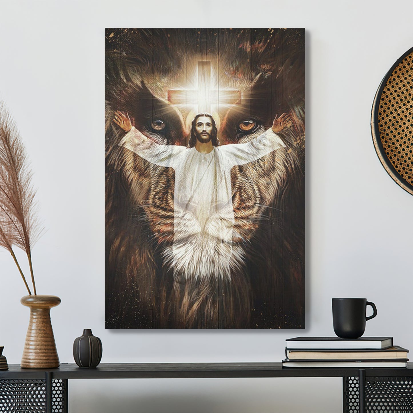 Jesus And The Lion Of Judah - Bible Verse Canvas Wall Art - Scripture Canvas - Ciaocustom