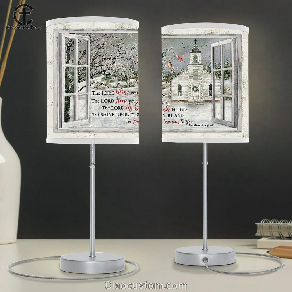 church Cardinal The Lord bless you Table Lamp For Bedroom - Bible Verse Table Lamp - Religious Room Decor