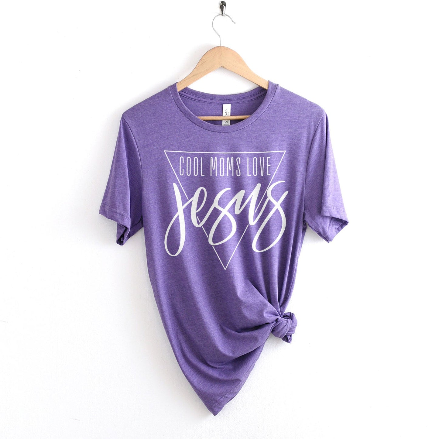 Cool Moms Love Jesus Triangle Tee Shirts For Women - Christian Shirts for Women - Religious Tee Shirts