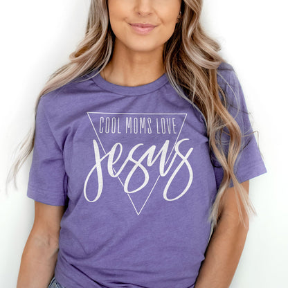 Cool Moms Love Jesus Triangle Tee Shirts For Women - Christian Shirts for Women - Religious Tee Shirts
