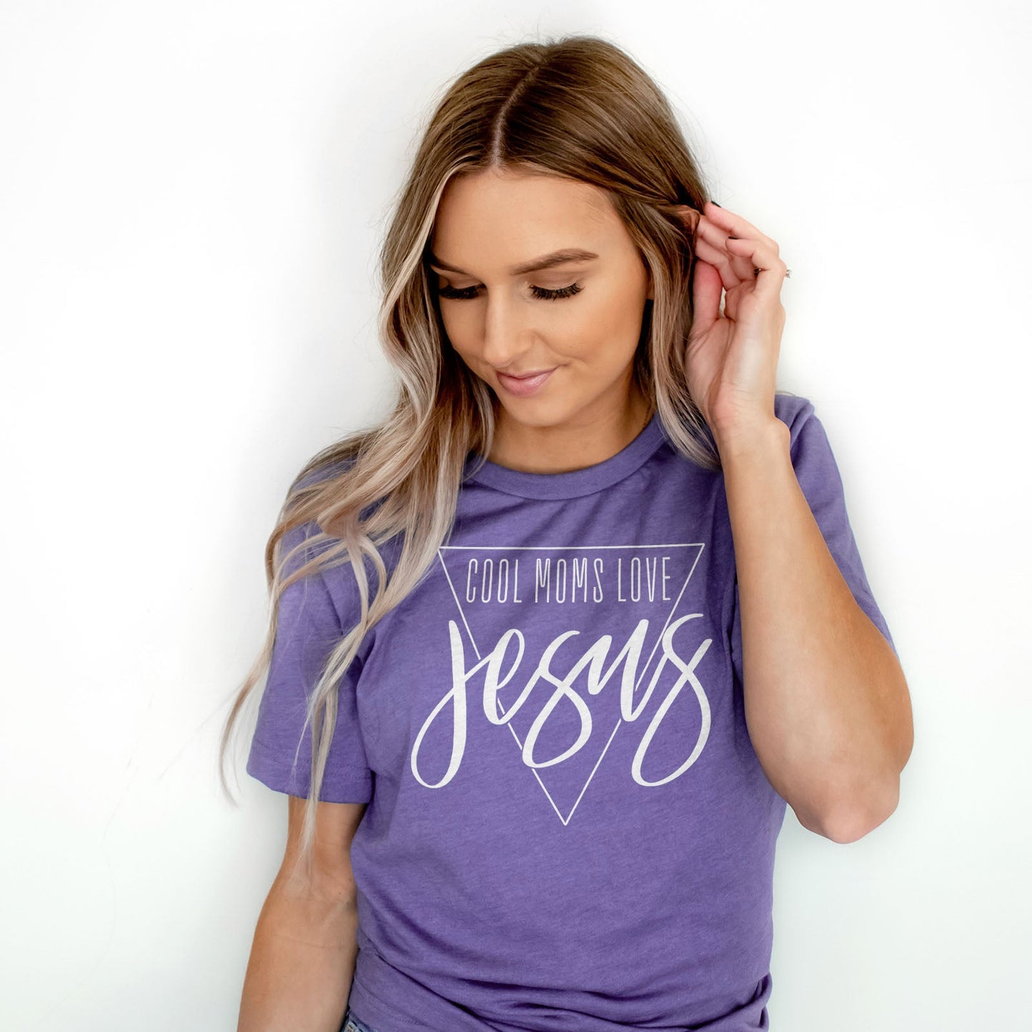 Cool Moms Love Jesus Triangle Tee Shirts For Women - Christian Shirts for Women - Religious Tee Shirts