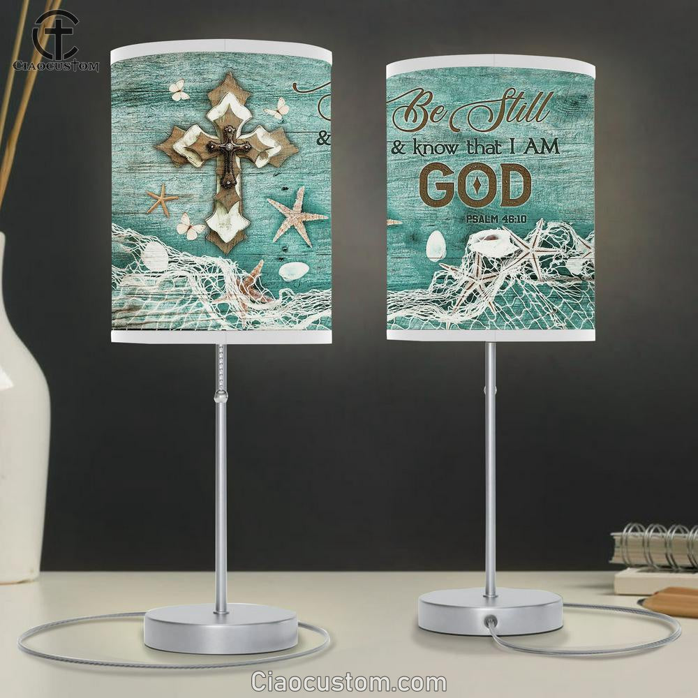cross Butterfly Be still and know that I am God Table Lamp For Bedroom - Bible Verse Table Lamp - Religious Room Decor