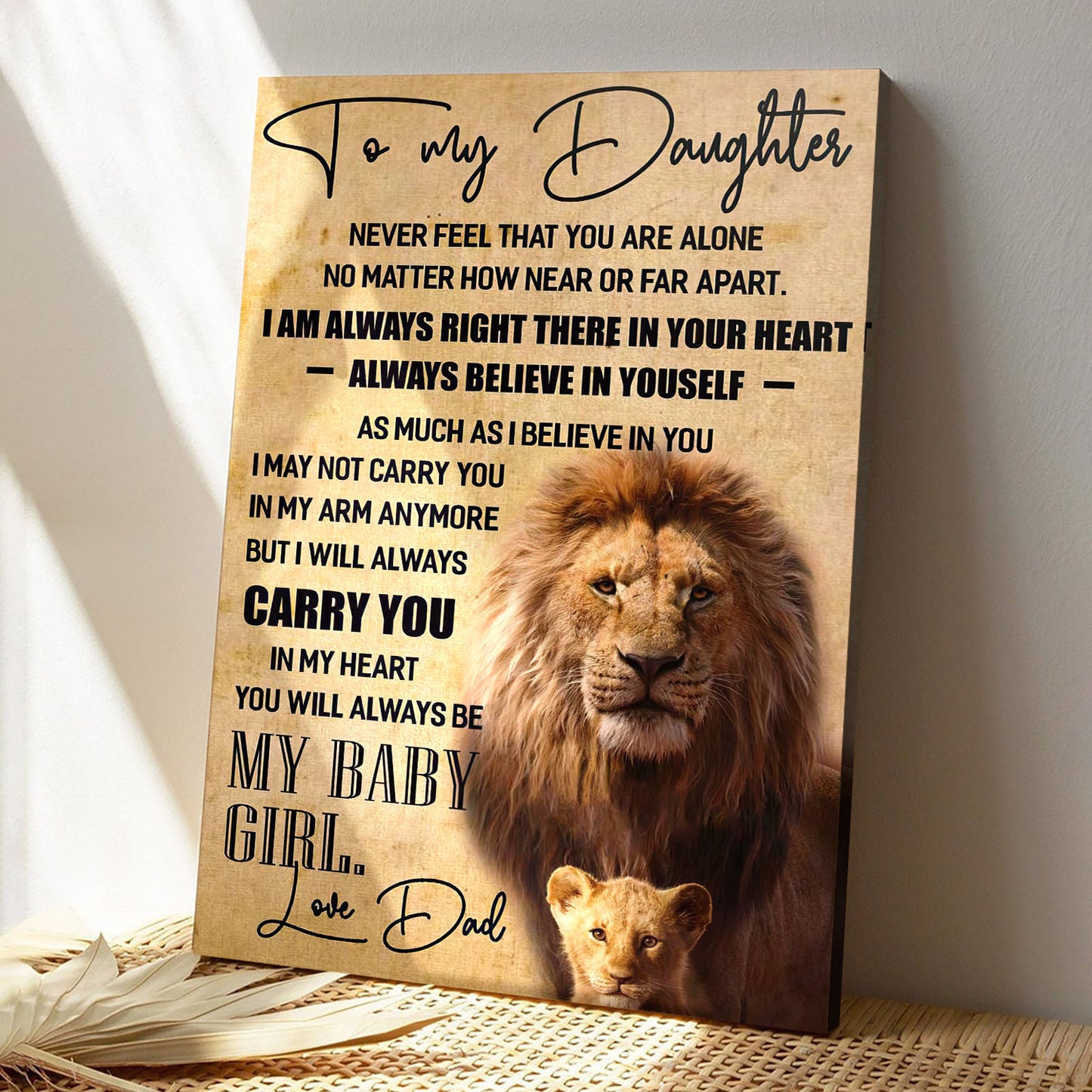 To My Daughter - Lion Dad - I Am Always Right There In Your Heart - Dad Daughter Canvas Prints - Best Gift For  Daughter - Ciaocustom