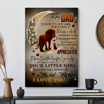 Lion Dauthter To My Dad - I Love You To the Moon & Black - Father's Day Canvas Art - Best Gift For Dad - Ciaocustom