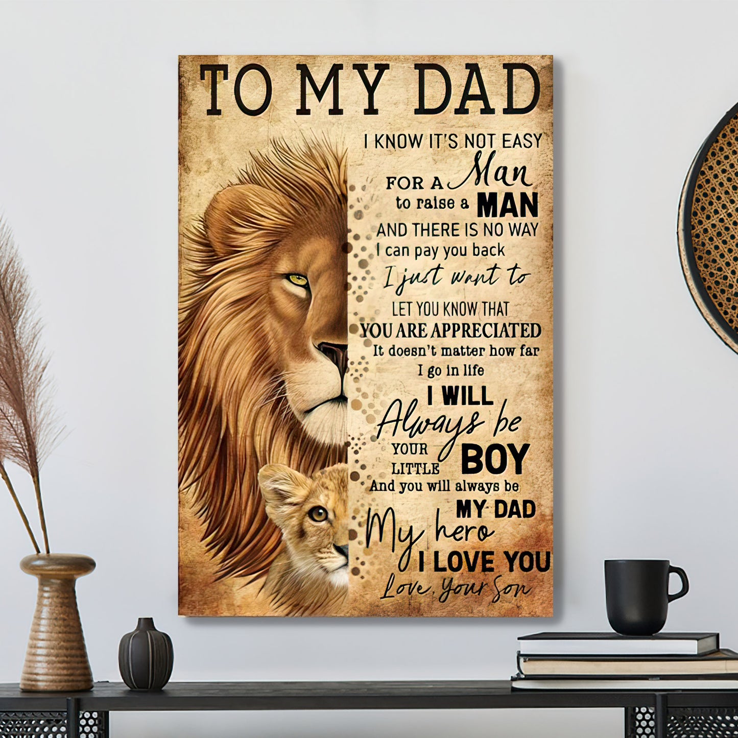 Lion Son To My Dad - My Hero I Love You To - Father's Day Canvas Art - Best Gift For Dad - Ciaocustom
