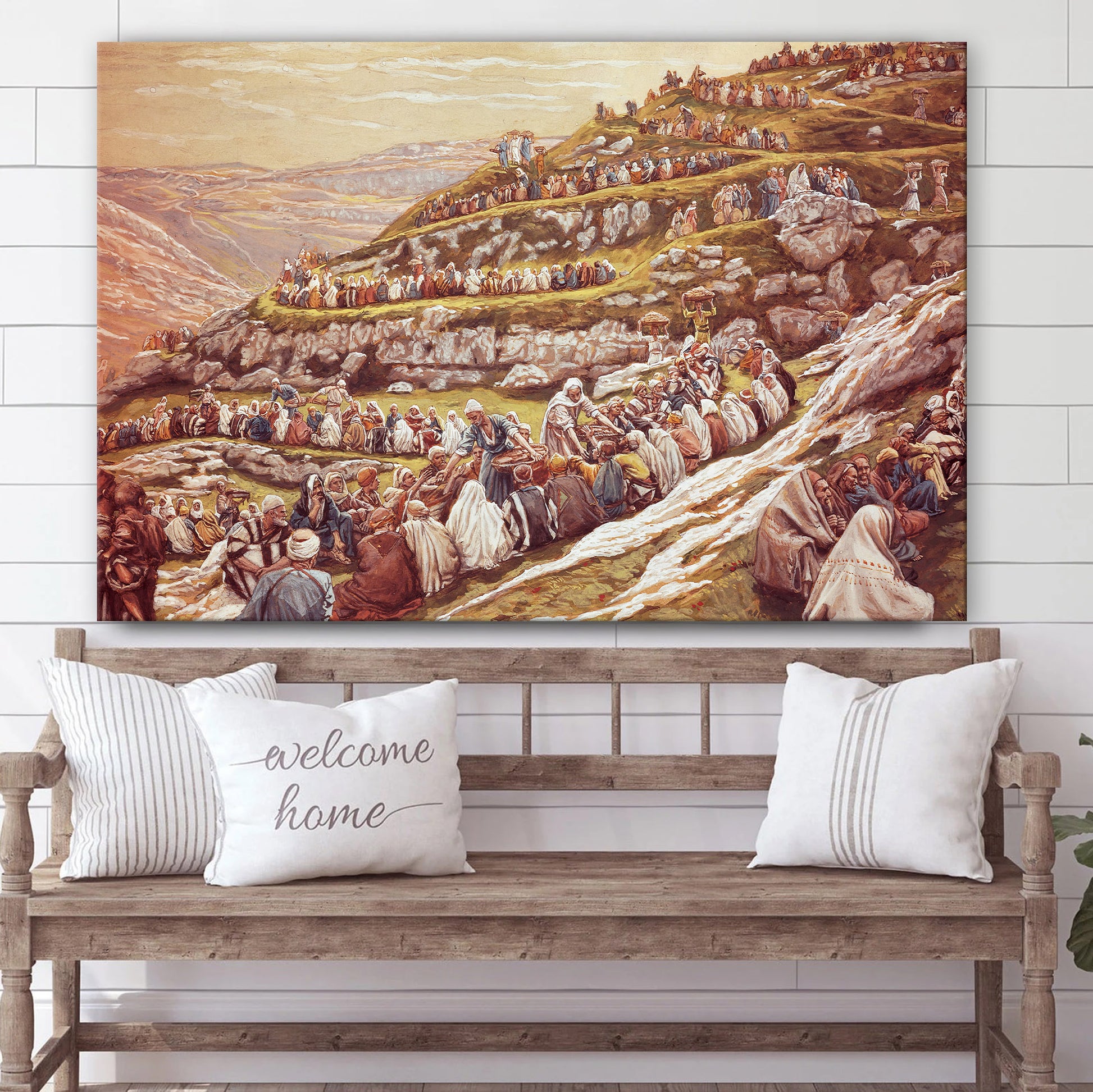 Jesus Feeds The Five Thousand Canvas Poster - Christian Wall Art