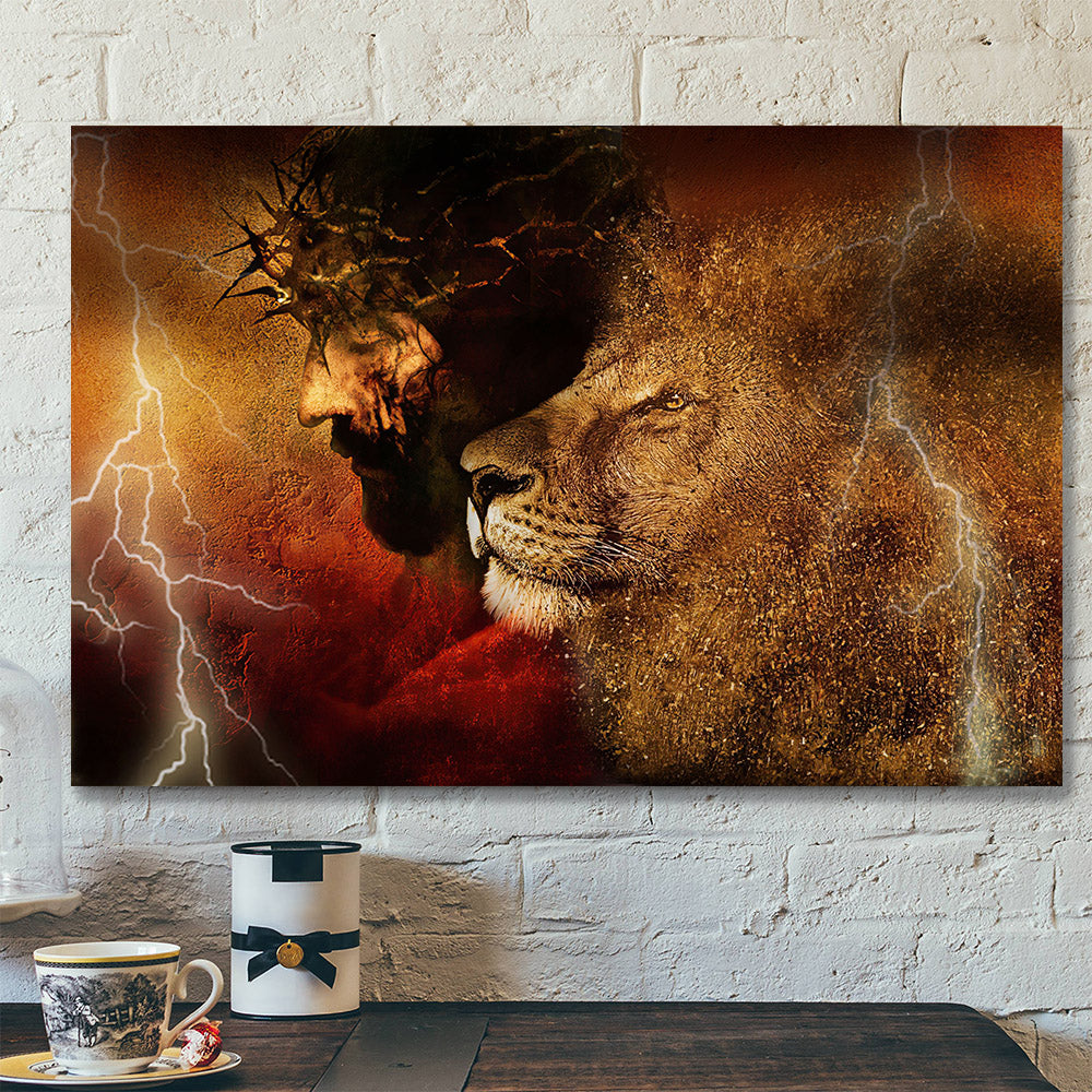 Jesus And Lion - Jesus Pictures - Christian Canvas Prints - Faith Canvas - Ciaocustom