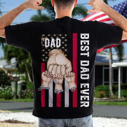 Personalized Papa T shirt - Best Dad Ever Shirt - Custom Name Dad & Kids Hands Shirt - 4th of July Papa Shirt - Father Day Shirt - Ciaocustom