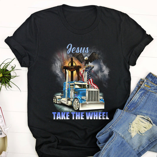 Jesus Take The Wheel Trucker T-Shirt - Truck Driver Gift - Trucker Shirt - Ciaocustom