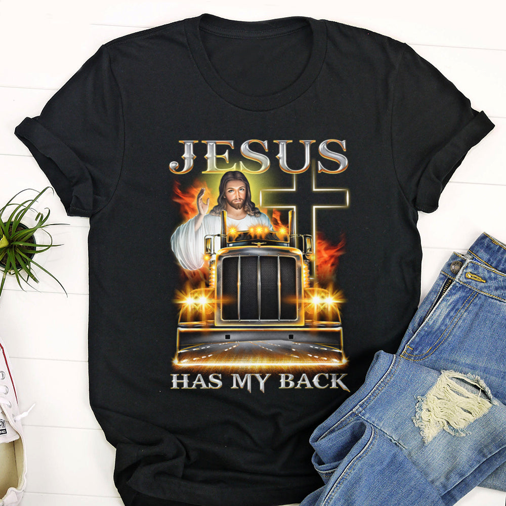 Jesus Has My Back T-Shirt - Truck Driver Gift - Trucker Shirt - Ciaocustom