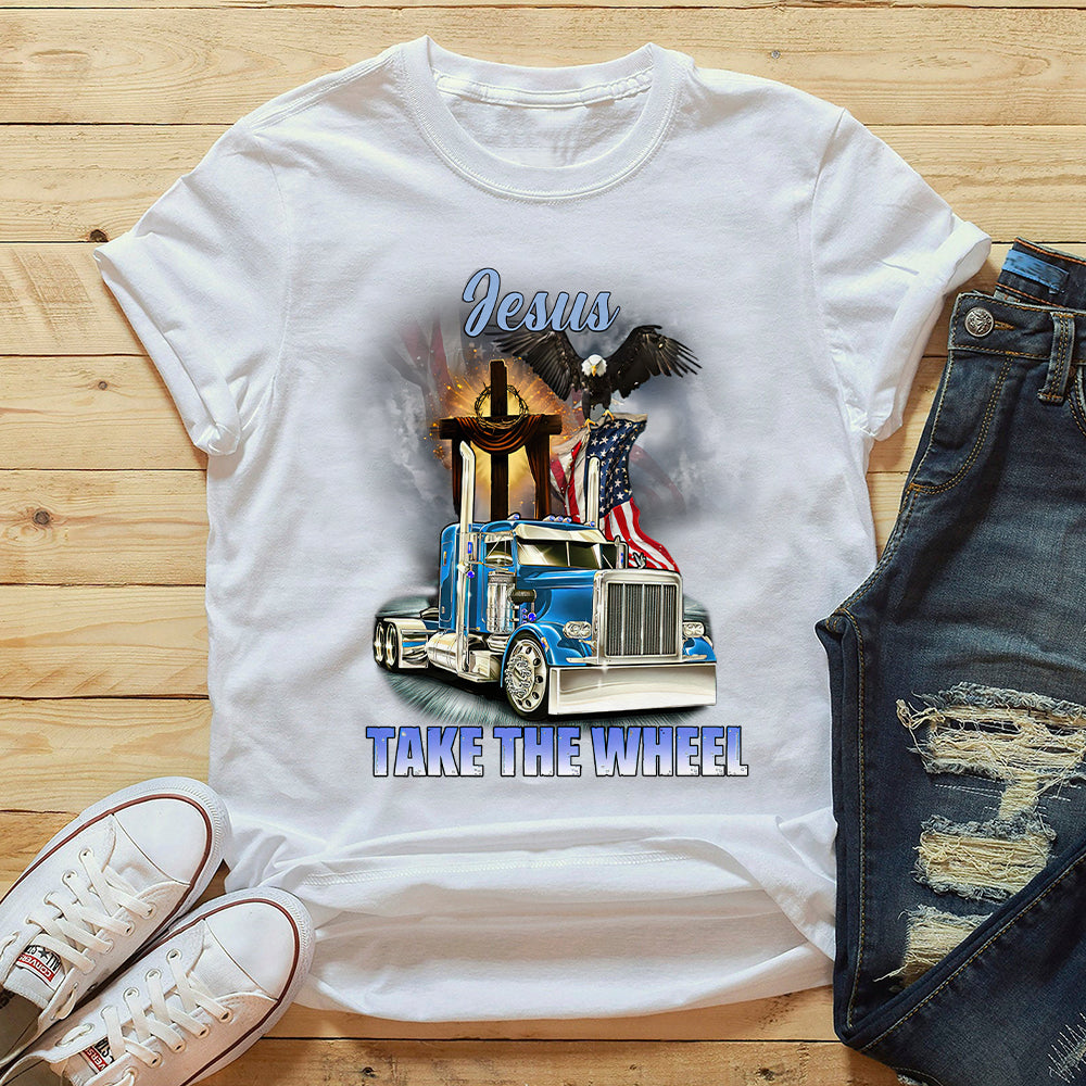 Jesus Take The Wheel Trucker T-Shirt - Truck Driver Gift - Trucker Shirt - Ciaocustom