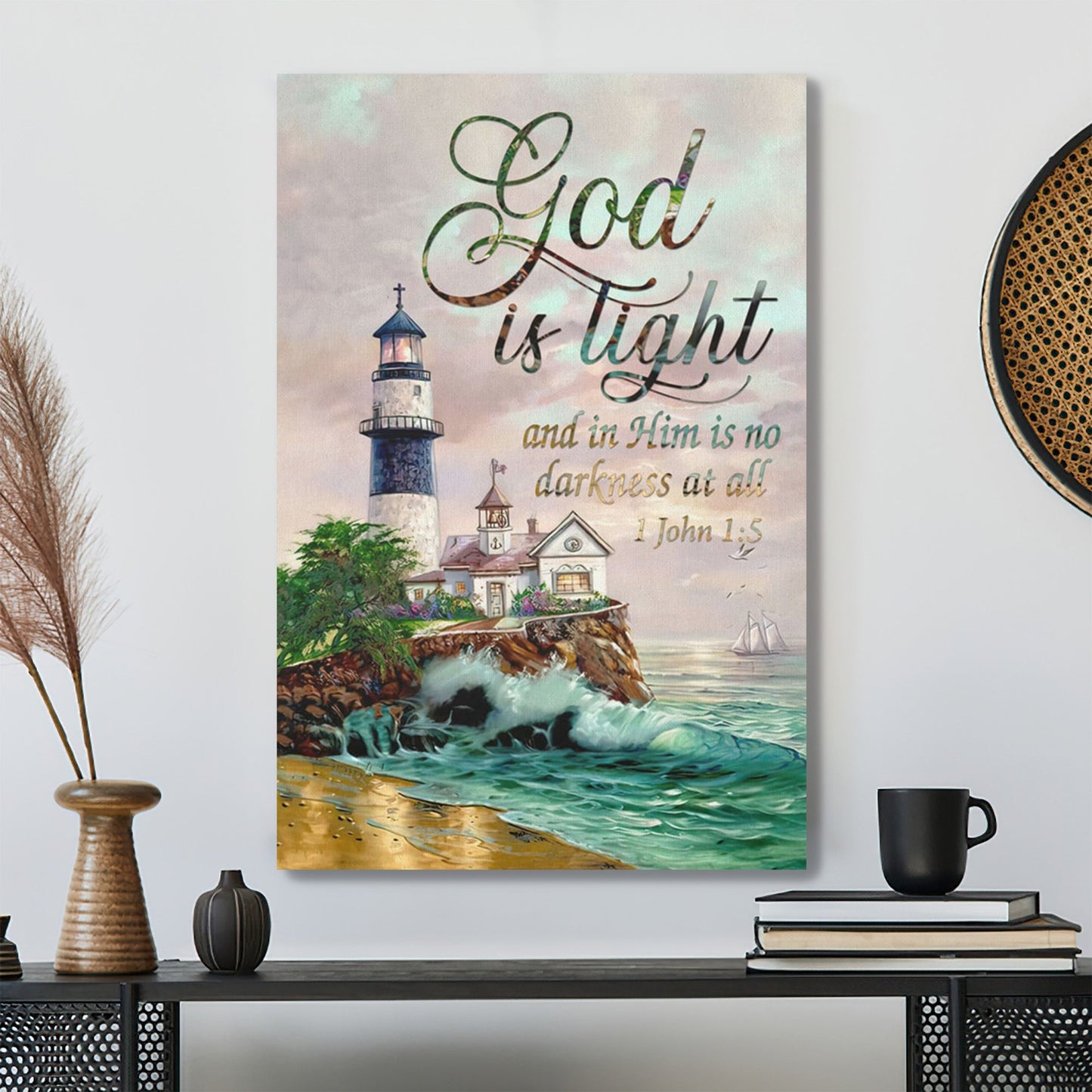 Bible Verse Canvas - God Is Light 1 John 15 Kjv Canvas Print - Scripture Canvas Wall Art - Ciaocustom