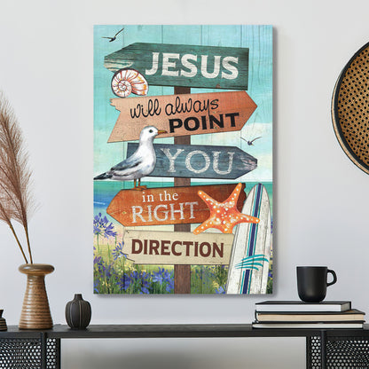 Seagull On The Beach - Jesus Will Always Point You The Right Direction Canvas Wall Art - Bible Verse Canvas - Scripture Canvas Wall Art - Ciaocustom