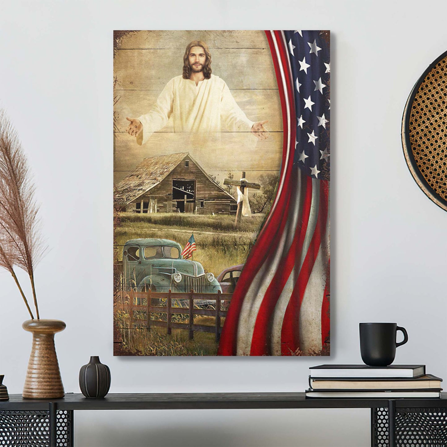 Jesus And Beautiful Farm Canvas Wall Art - Bible Verse Canvas - Scripture Canvas Wall Art - Ciaocustom