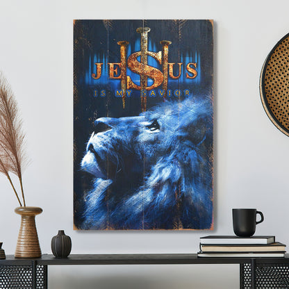Blue Lion - Jesus Is My Savior Jesus - Bible Verse Canvas - Scripture Canvas Wall Art - Ciaocustom
