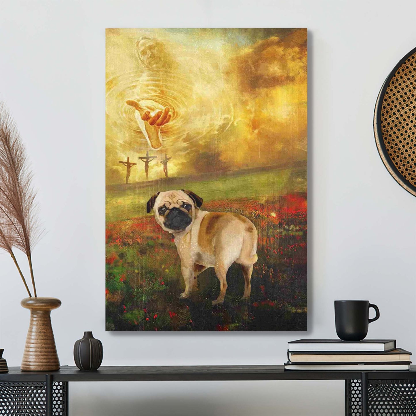 Christian Canvas Wall Art - Jesus And Pug - To The Beautiful World Canvas - Bible Verse Canvas - Ciaocustom