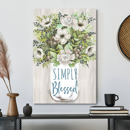 Bible Verse Canvas - Simply Blessed Floral Canvas Wall Art - Scripture Canvas Wall Art - Ciaocustom