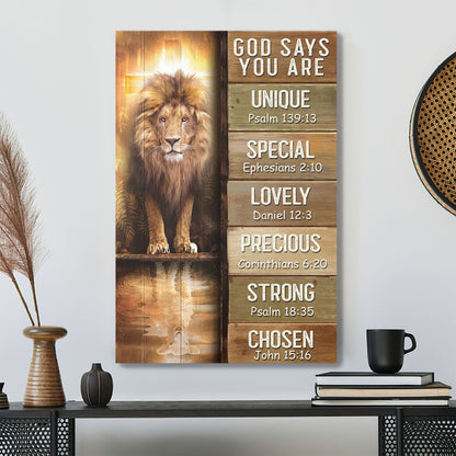 Christian Canvas Wall Art - Amazing Lion - God Says You Are Canvas - Bible Verse Canvas - Ciaocustom