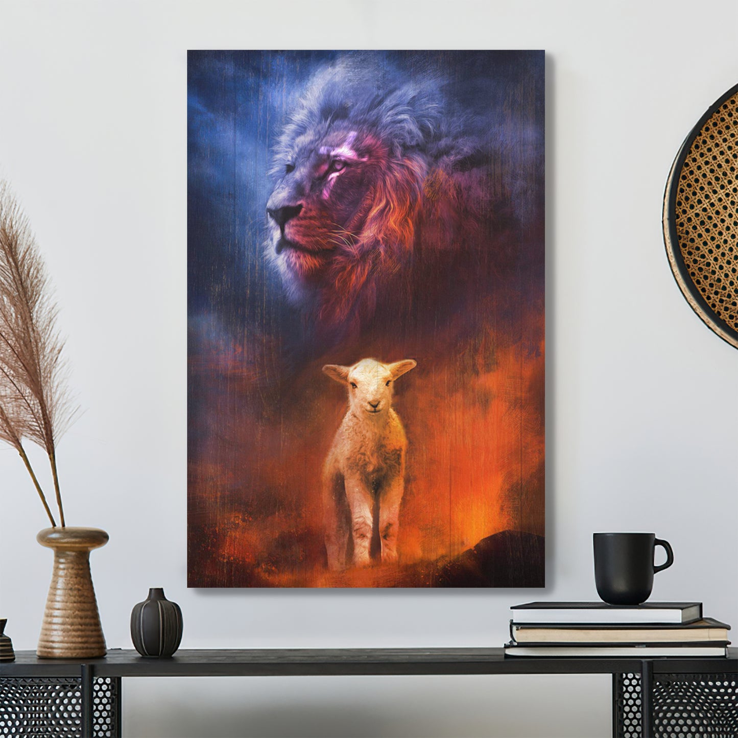 Lion And Lamb Canvas Wall Art - Bible Verse Canvas - Scripture Canvas Wall Art - Ciaocustom