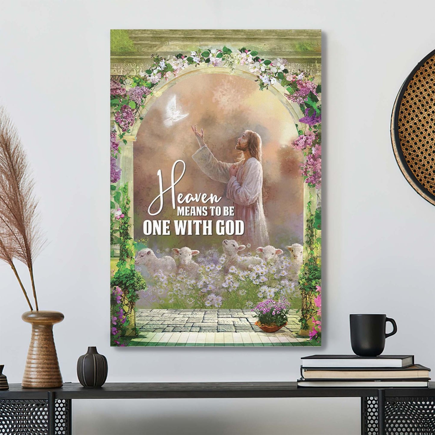 Christian Canvas Art - Heaven Means To Be One With God - God And Lamb Canva - Scripture Canvas - Ciaocustom