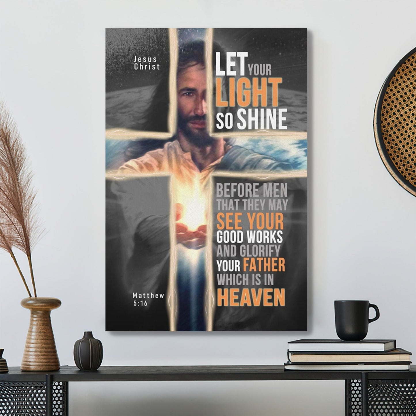 Bible Verse Canvas - Matthew 516 Kjv Let Your Light So Shine Before Men Canvas Print - Scripture Canvas Wall Art - Ciaocustom