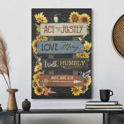 Bible Verse Canvas - Act Justly Love Mercy Walk Humbly Micah 68 Canvas - Scripture Canvas Wall Art - Ciaocustom