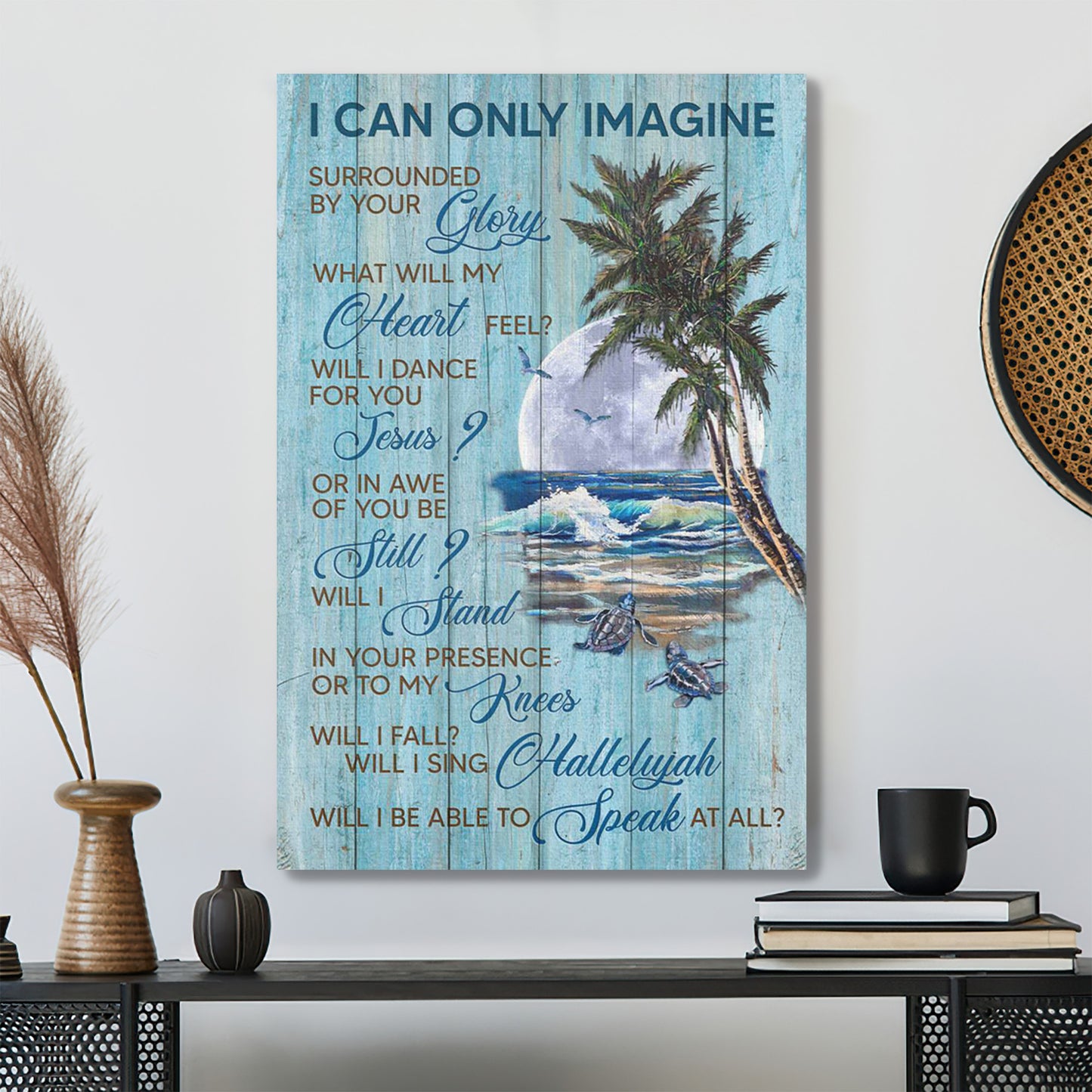 Turtles Toward The Beach Under The Moonlight - I Can Only Imagine Canvas Wall Art - Bible Verse Canvas - Scripture Canvas Wall Art - Ciaocustom