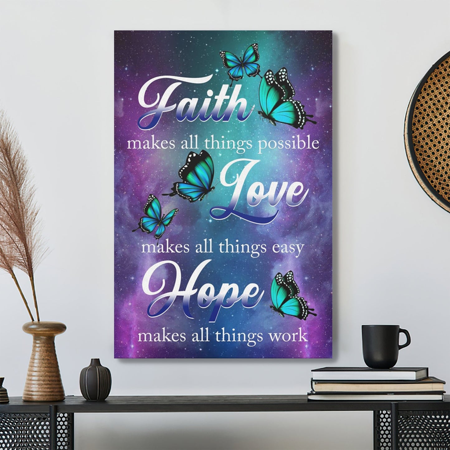 Bible Verse Canvas - Butterfly Faith Makes All Things Possible Christian Canvas Wall Art - Scripture Canvas Wall Art - Ciaocustom