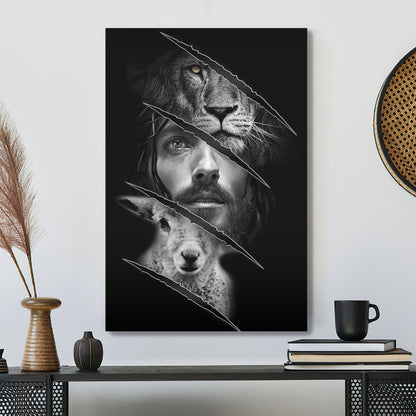 Christian Canvas Art - Unique Lion And Lamb Christian Canvas - Scripture Canvas - Ciaocustom