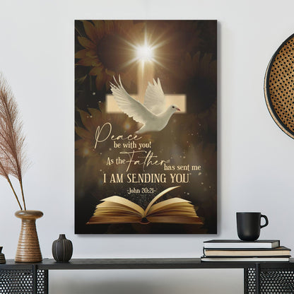 Bible Verse Canvas - John 2021 Peace Be With You Canvas - Scripture Canvas Wall Art - Ciaocustom