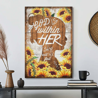 God Is Within Her - She Will Not Fail Canvas Wall Art - Bible Verse Canvas - Scripture Canvas Wall Art - Ciaocustom