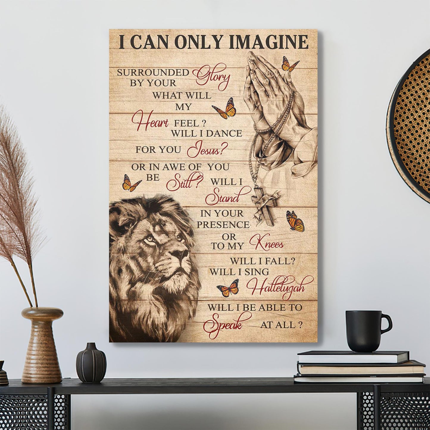 Lion And Jesus - I Can Only Imagine Canvas Wall Art - Bible Verse Canvas - Scripture Canvas Wall Art - Ciaocustom