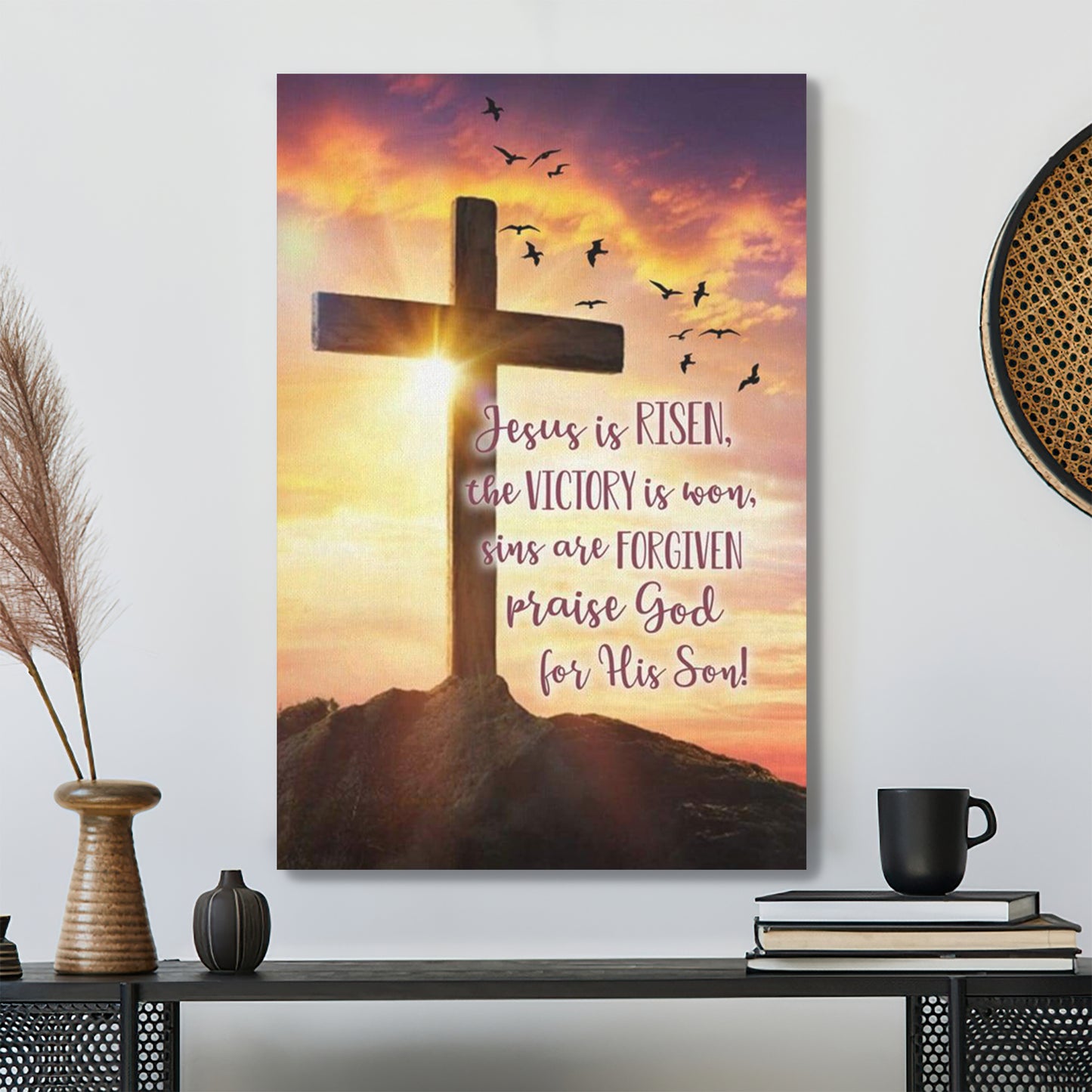 Jesus Is Risen The Victory Is Won Canvas Print - Bible Verse Canvas - Scripture Canvas Wall Art - Ciaocustom