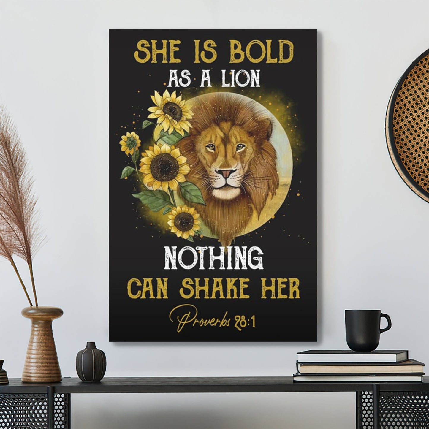 Bible Verse Canvas - She Is Bold As A Lion Canvas Print - Scripture Canvas Wall Art - Ciaocustom