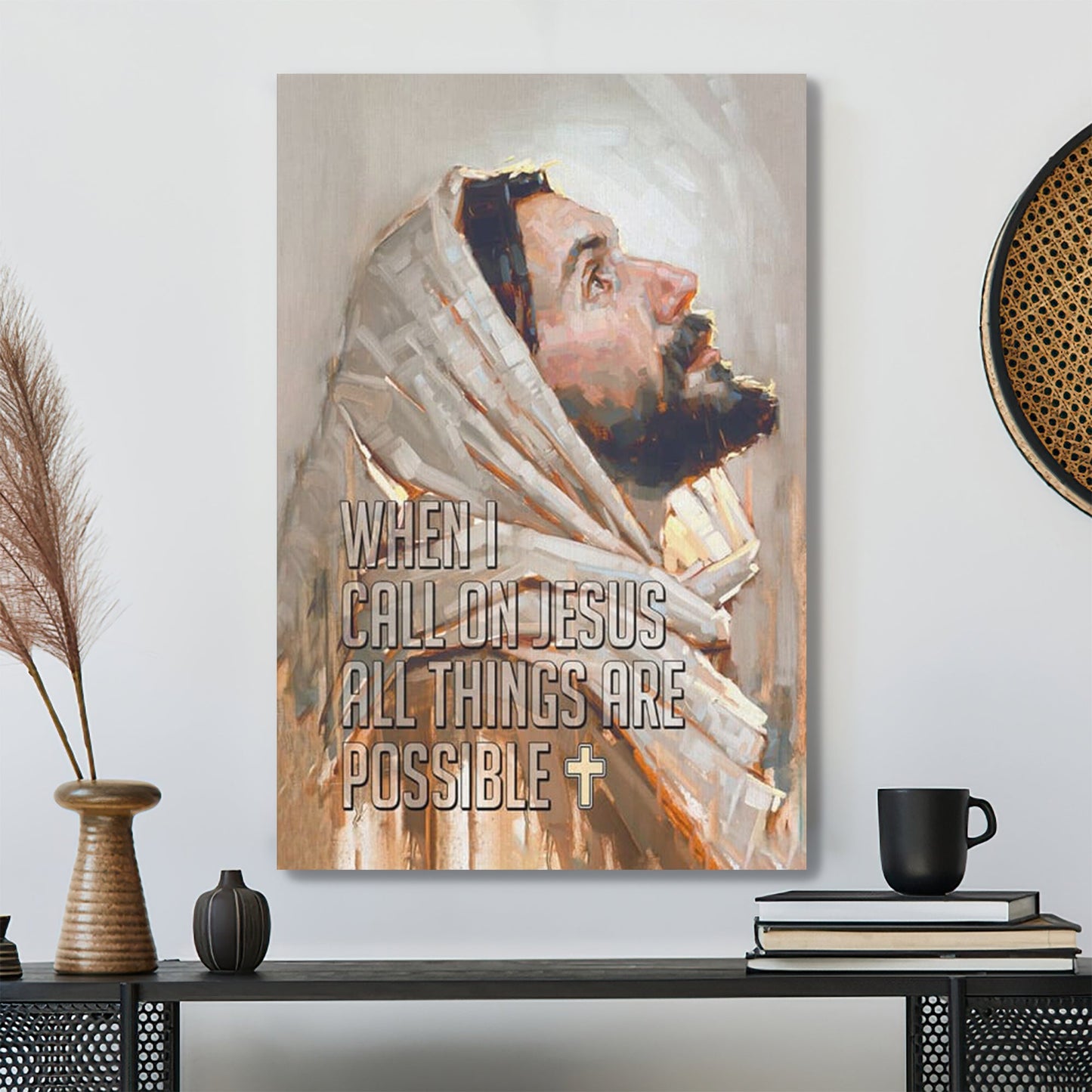 Bible Verse Canvas - When I Call On Jesus All Things Are Possible Canvas - Scripture Canvas Wall Art - Ciaocustom