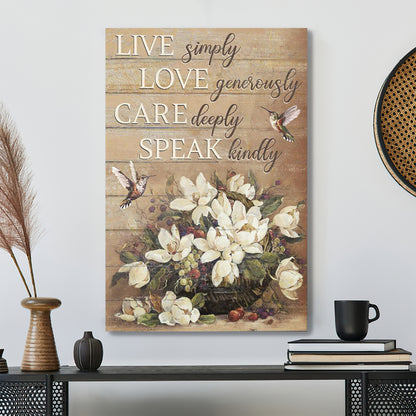 Bible Verse Canvas - Jesus Canvas - Hummingbird Live Simply Love Generously Care Deeply Speak Kindly - Jesus Portrait Canvas Prints - Ciaocustom