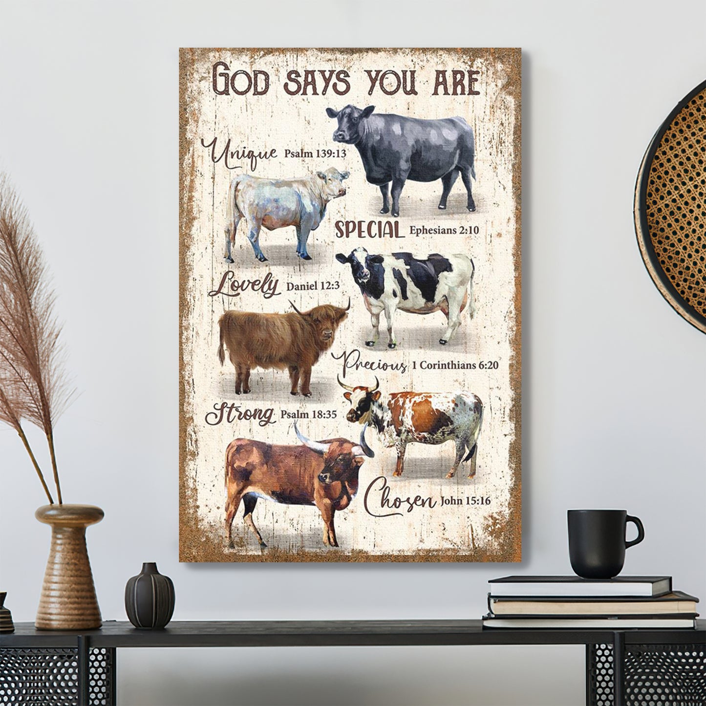 Cows Canvas - God Says You Are Canvas Wall Art - Bible Verse Canvas - Scripture Canvas Wall Art - Ciaocustom