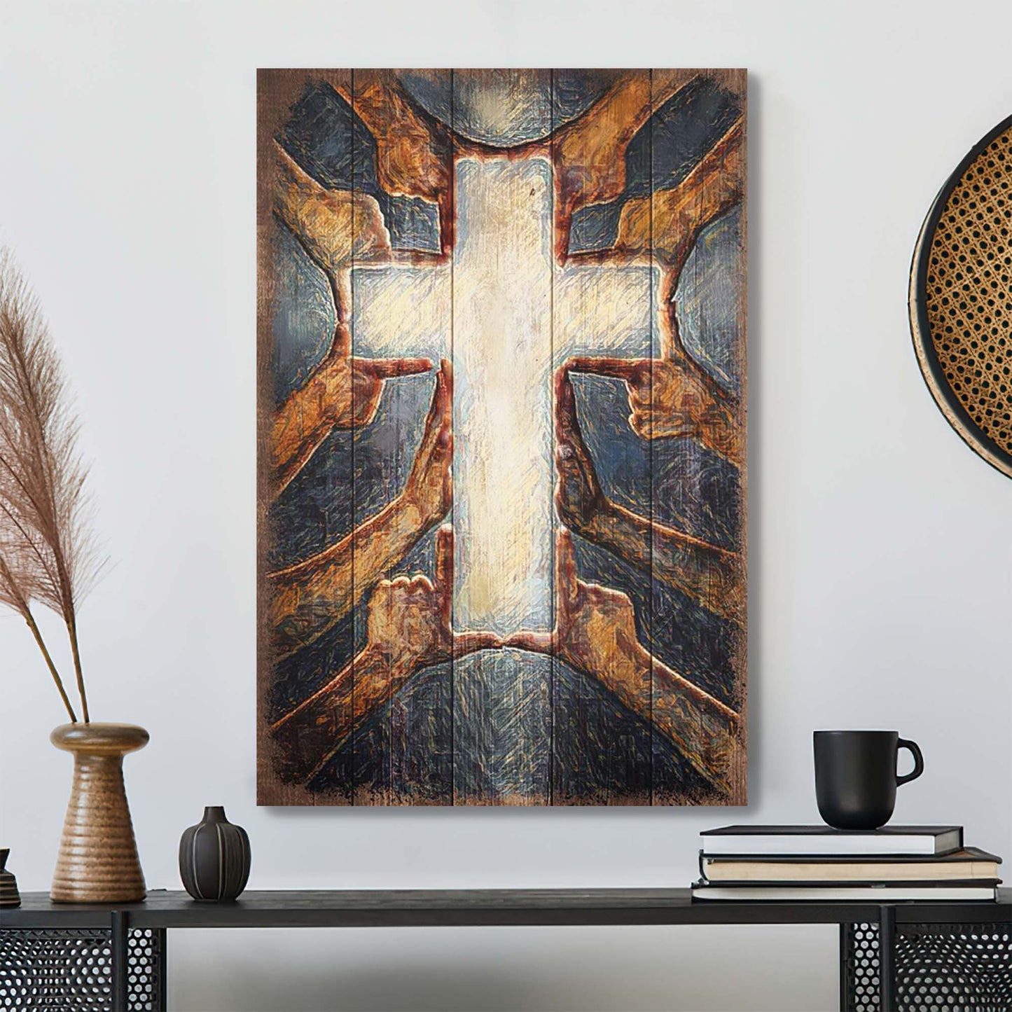 Beautiful Cross Formed By Hands Canvas Wall Art - Bible Verse Canvas - Scripture Canvas Wall Art - Ciaocustom