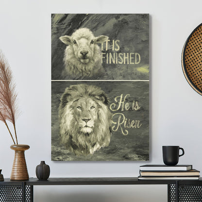 Bible Verse Canvas - It Is Finished He Is Risen Canvas Wall Art - Scripture Canvas Wall Art - Ciaocustom