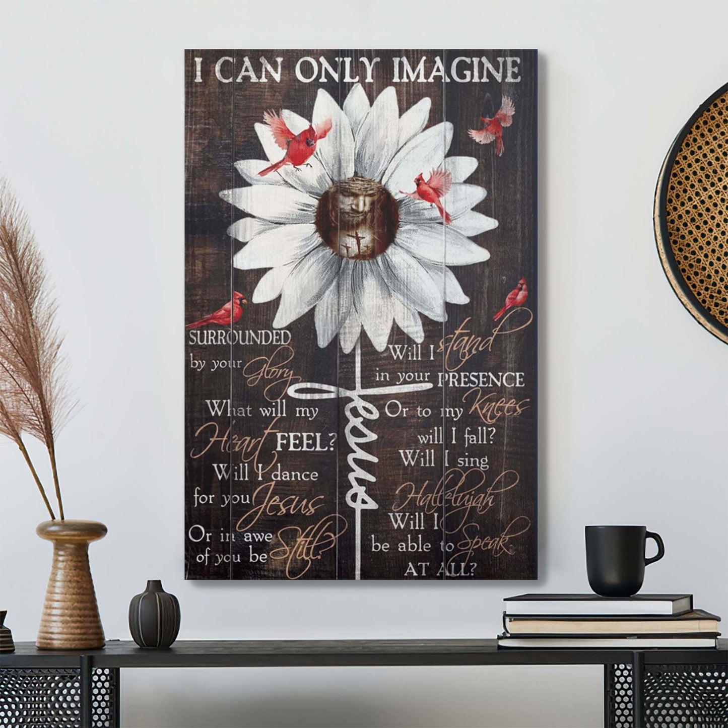 Christian Canvas Wall Art - Jesus And Cardinal - I Can Only Imagine Canvas - Bible Verse Canvas - Ciaocustom