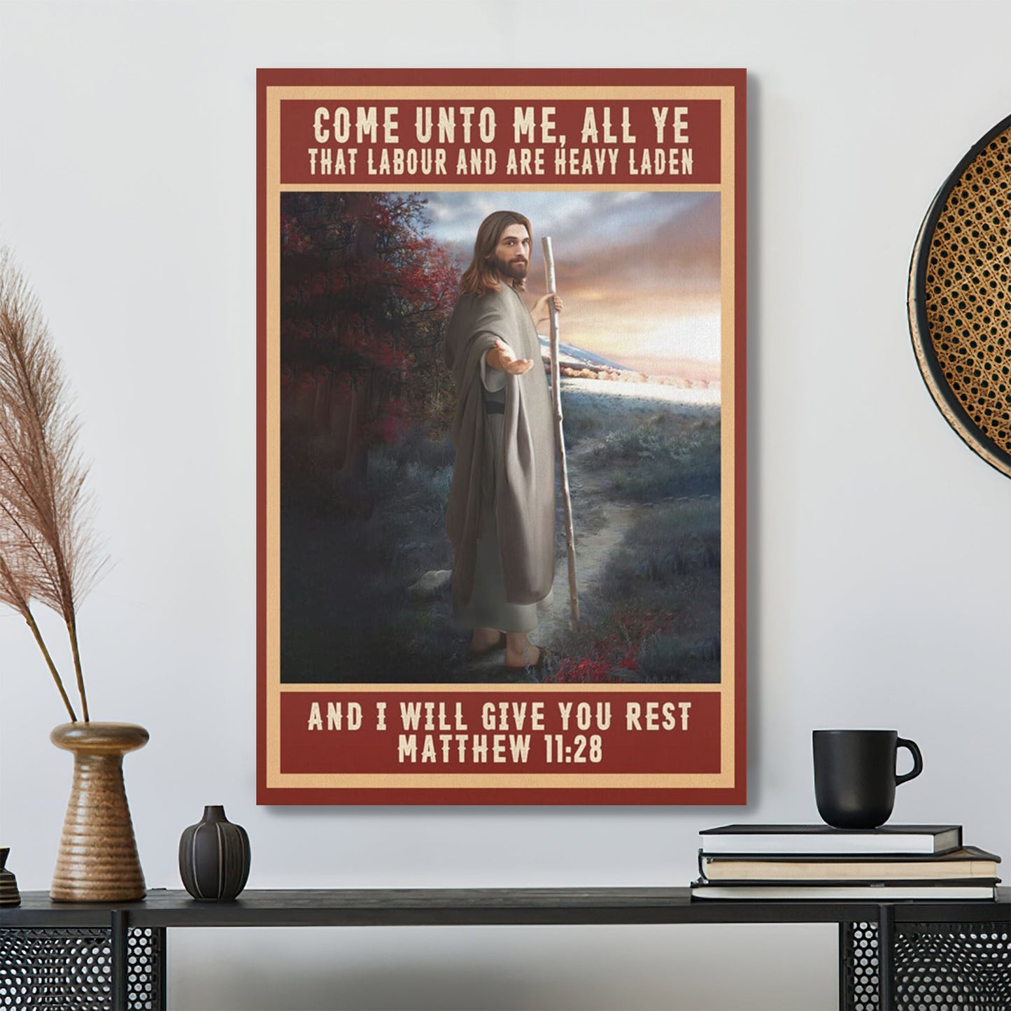 Bible Verse Canvas - Come Unto Me All Ye That Labor Matthew 1128 Kjv Canvas Print - Scripture Canvas Wall Art - Ciaocustom