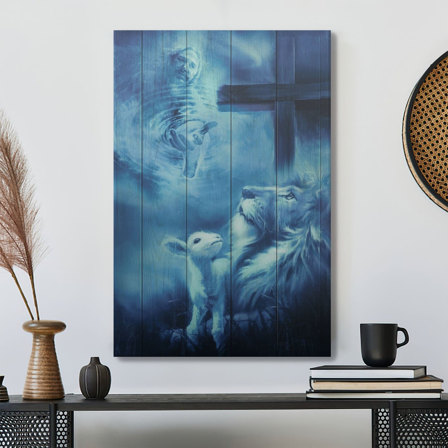 Christian Canvas Wall Art - Jesus - Beautiful Lion And Lamb 2 Canvas - Bible Verse Canvas - Ciaocustom