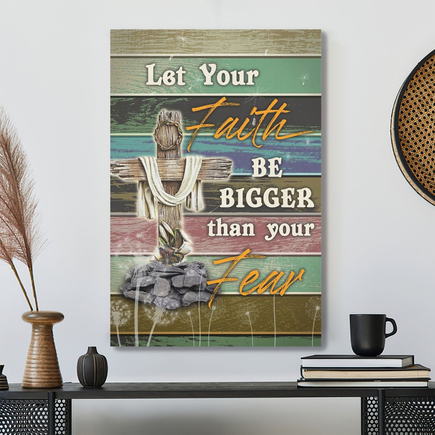 Bible Verse Canvas - Let Your Faith Be Bigger Than Your Fear Vertical Canvas Wall Art - Scripture Canvas Wall Art - Ciaocustom