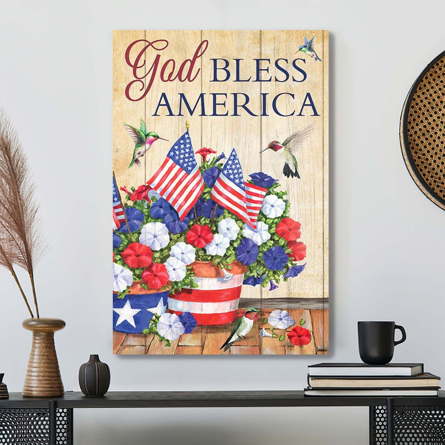 Christian Canvas Wall Art - Jesus And Humming Bird - God Bless America Canvas - Bible Verse Canvas - Ciaocustom